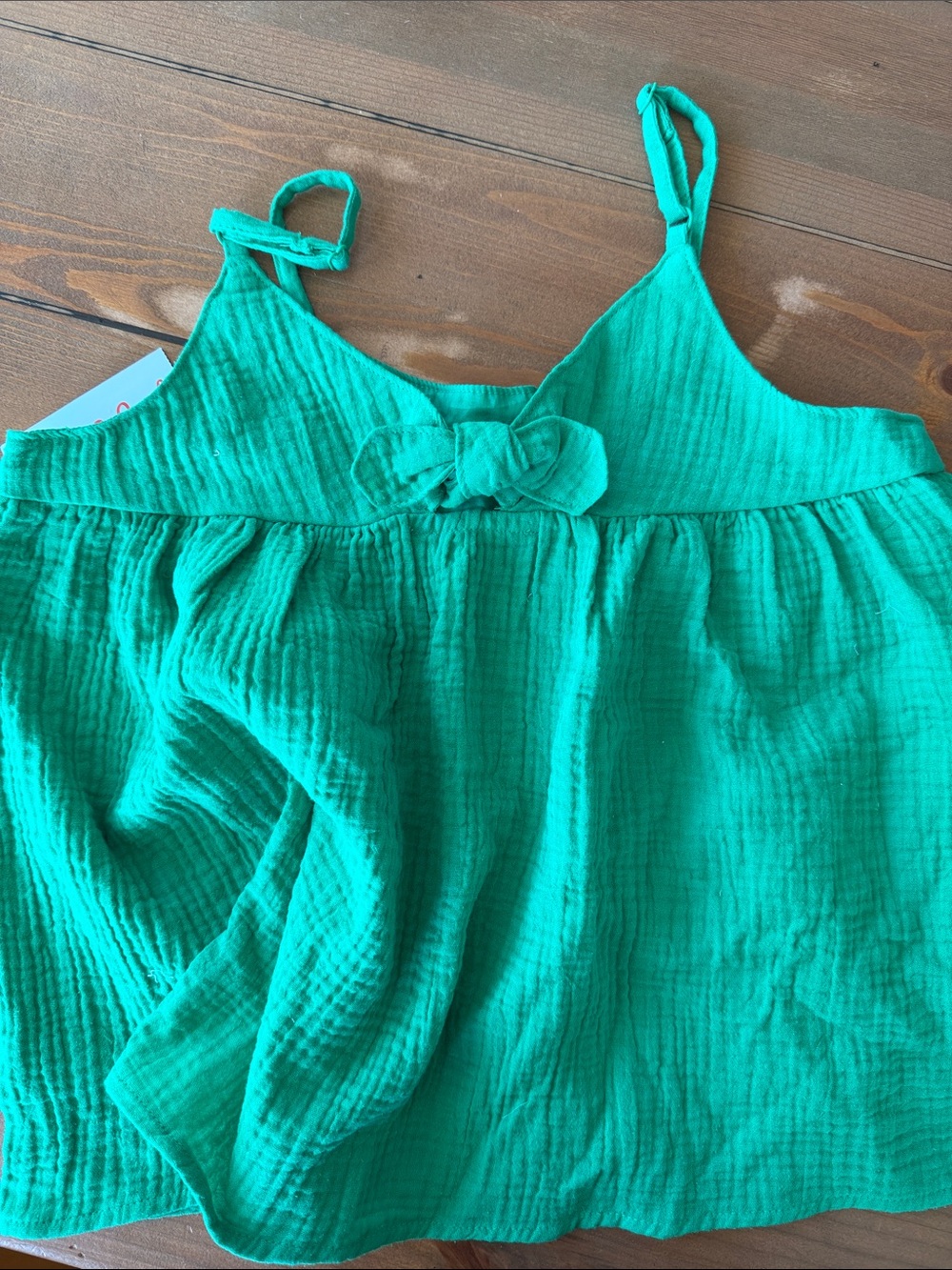 Kids Green Textured Peplum Top - Picture 3 of 3